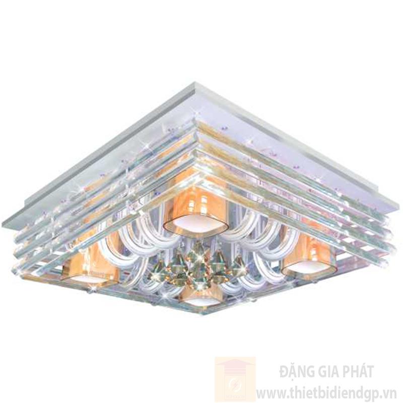 Đèn ốp trần Led vuông L600*W600, E27*10 lamp, Led color changer, mp3